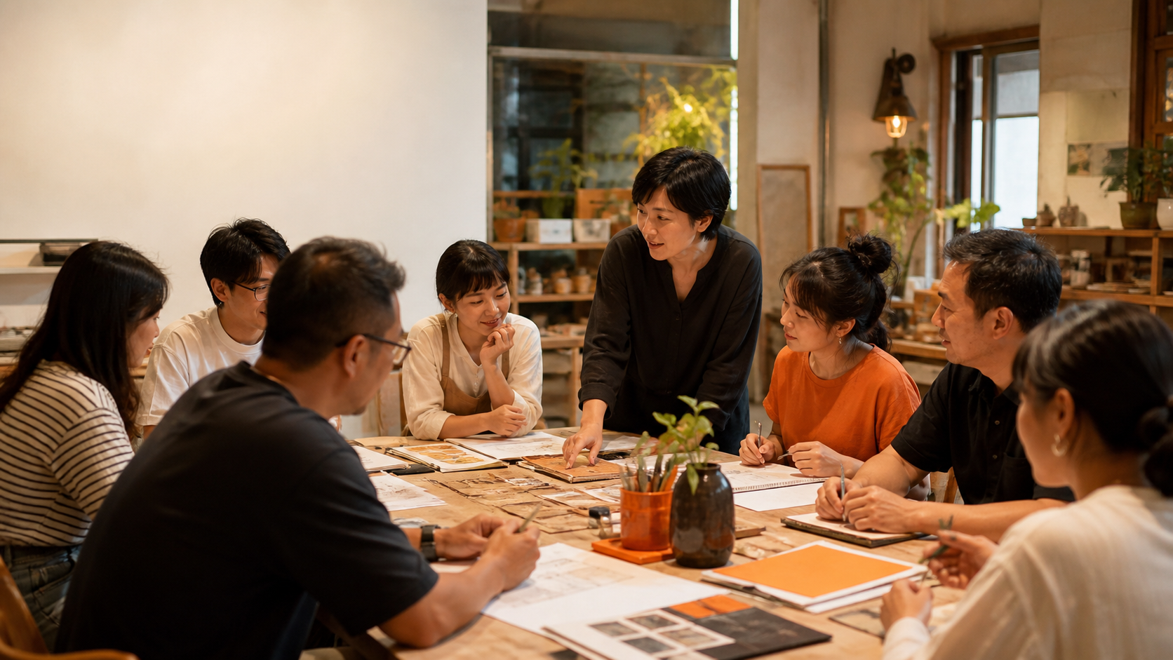 一群學員在同儕小班課中一起討論並完成實作