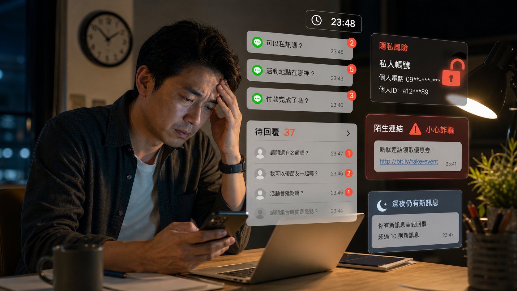 活動舉辦者被大量私人訊息與詐騙風險困擾，深夜仍需逐一回覆參與者